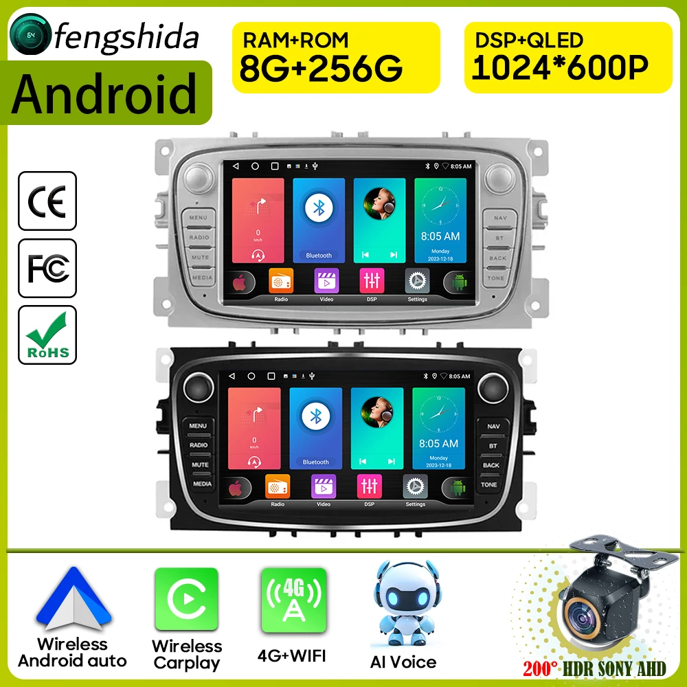 Car Radio Carplay For Ford Focus 2 S-Max Mondeo Mk4 9 Galaxy C-Max Kuga 3 Car Intelligent Systems Android Auto Multimedia Player