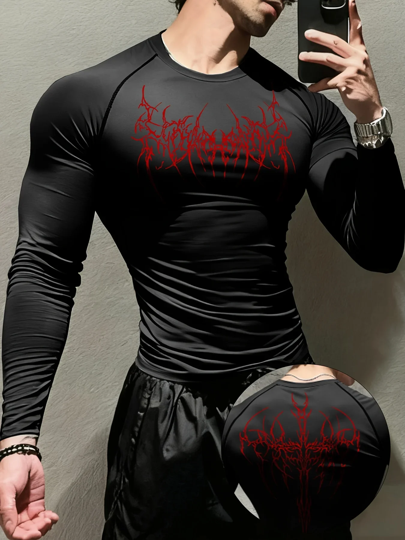 New men's and women's tight fitting clothes, featuring gothic fashion and personalized printing,with elastic and comfortable fit