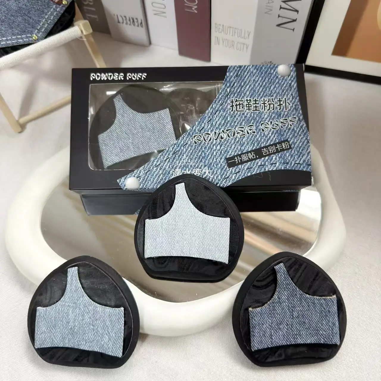 Set di 3 soffio per cipria |   Doppio uso asciutto e bagnato, espande quando bagnato, morbido e delicato sulla pelle, idrofilo