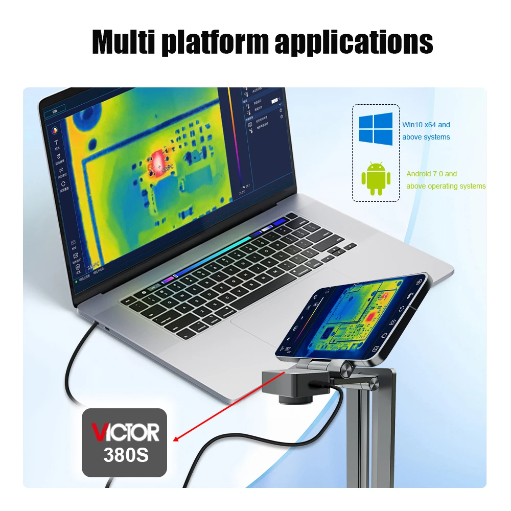 VICTOR Super IR Cam 380 pro 3D PCB Kortsluiting Snelle Diagnose Moederbord 256*192 Infrarood Warmtebeeld Analyzing Camera