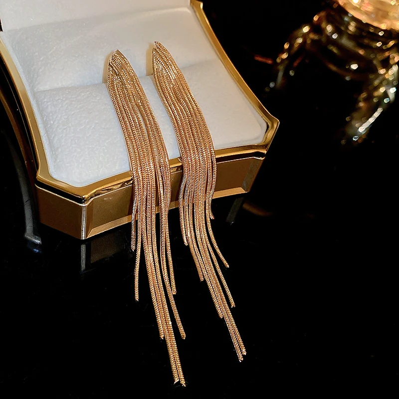 Gold Color Long Thread Tassel Drop Earrings For Women Geometric Butterfly Dangle Earring New Fashion Metal Earrings Jewelry