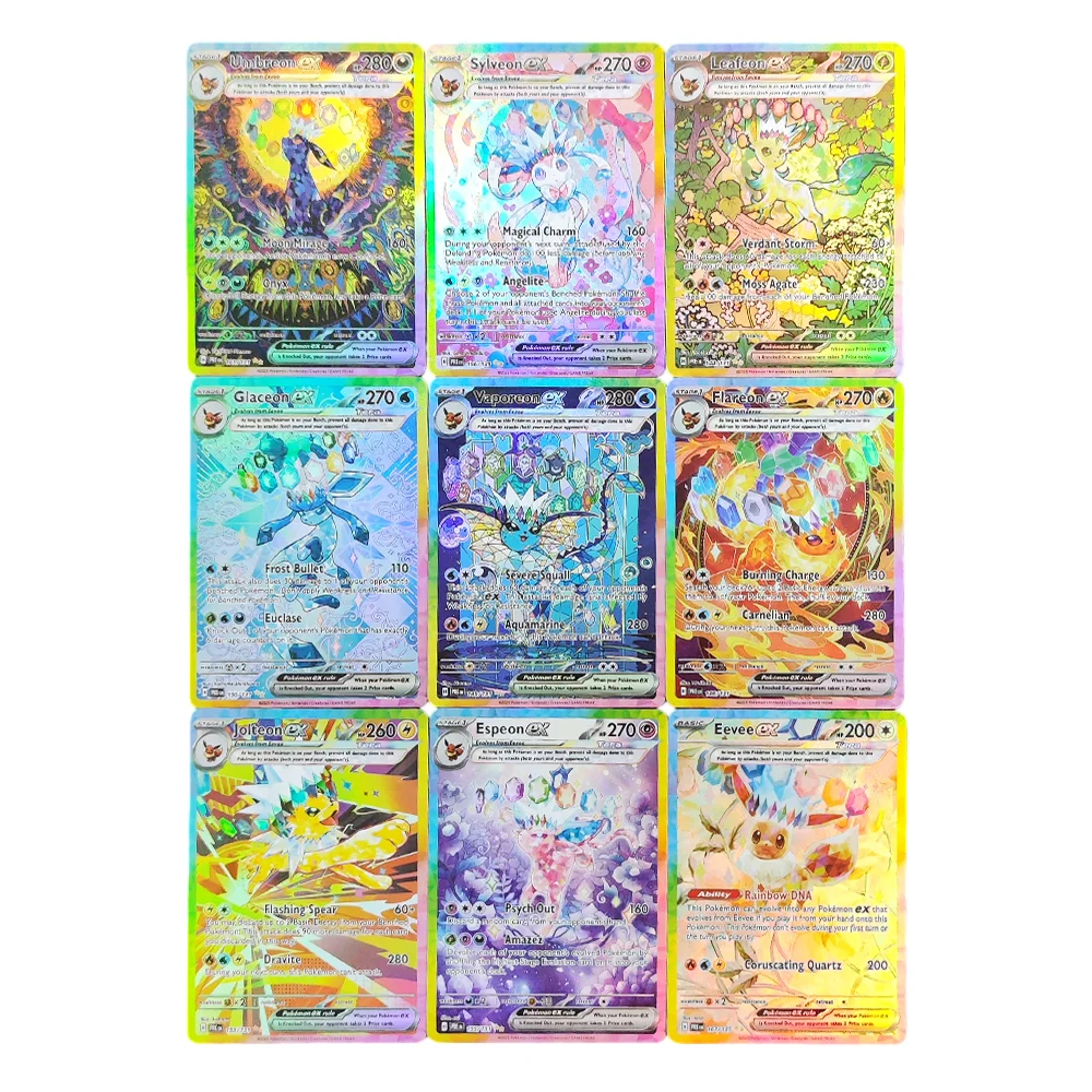 Tarjeta Proxy Pokémon Prismatic Evolutions PRE Espeon Leafeon Sylveon Jolteon Flareon Umbreon EX Colección de Tarjetas de Juego PTCG en Inglés