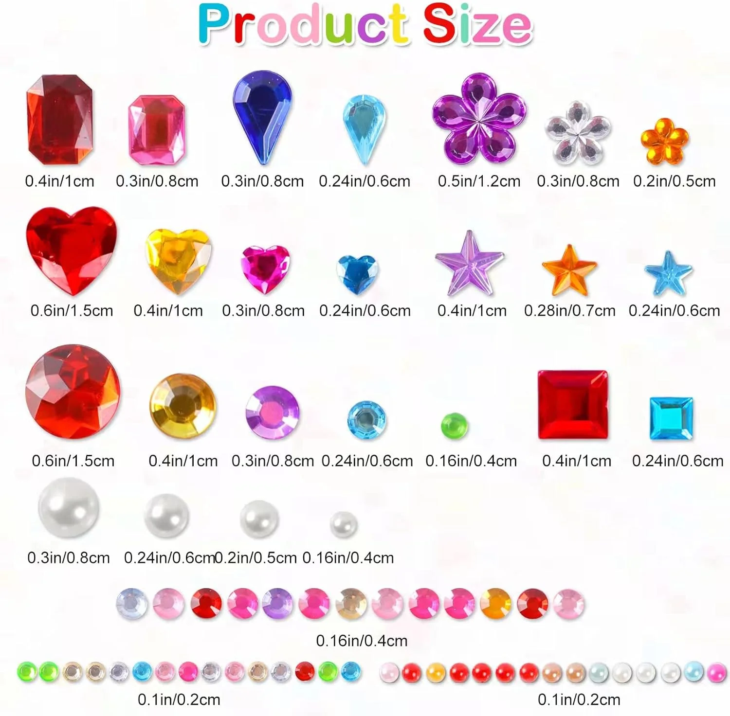 Multiple of Gem Stickers Jewels for Crafts, Self Adhesive Rhinestone Jewel Stick on Gems, Acrylic Bling Heart Stickers