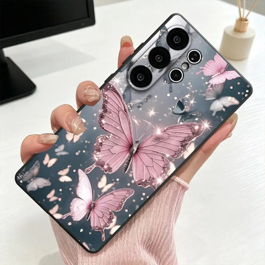 Case for Samsung Galaxy S26 Ultra S26+ S24 Note 20 8 9 10 S23 S20 S25+ S24+ S25 Plus S10 S9 S21 FE Phone Cover Grey Pink