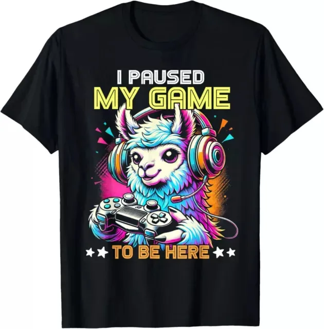 Llama Video Game Controller I Paused My Game To Be Here Gift Tees S-3XL