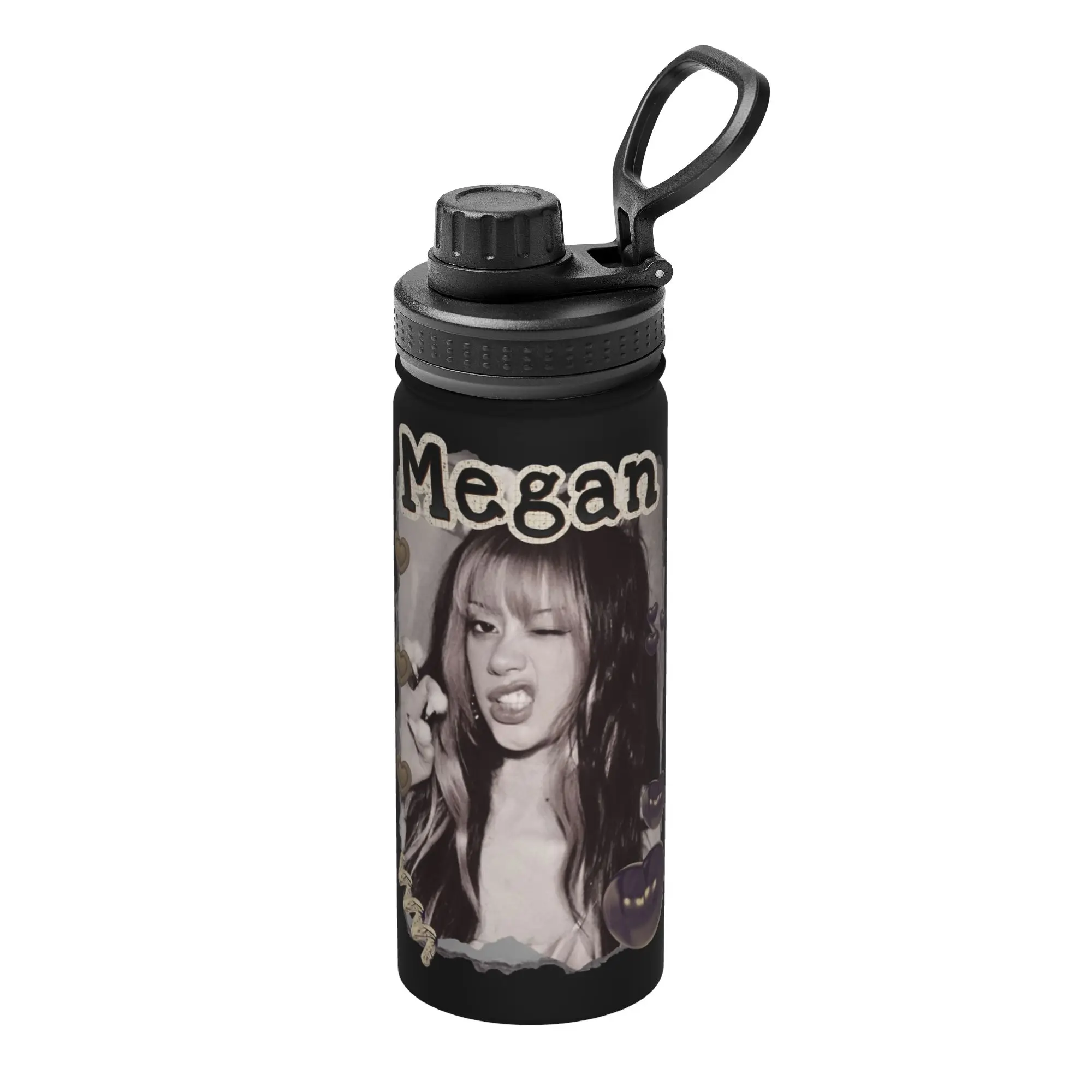 Megan Katseyes Kpop Girl Group 18OZ Sports Insulated Kettle  Thermal Cup Stainless Steel Double Wall Mug Hot Cold Drink