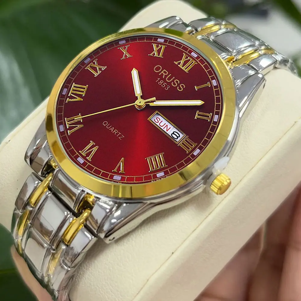 ORUSS العلامة التجارية الفاخرة موضة ساعات الفولاذ المقاوم للصدأ للرجال مقاوم للماء ساعة الأحد ساعة رياضية ساعة كوارتز رجالية OR01