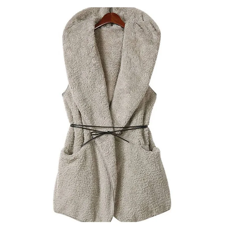 Cappotto di agnello di agnello invernale da donna sciolto e Versatile calore agnello senza maniche con fiocco decorato maglione gilet giacca