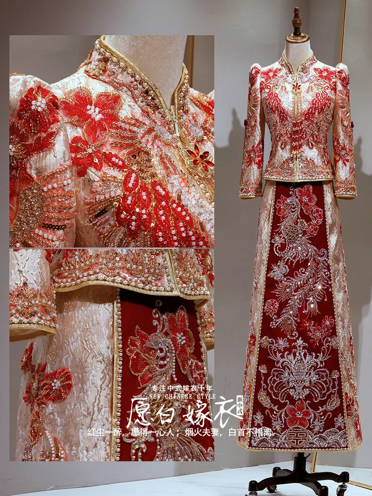 

Светлое цветное молодежное облегающее платье Xiuhe 2024, новый свадебный наряд для китайской невесты, он