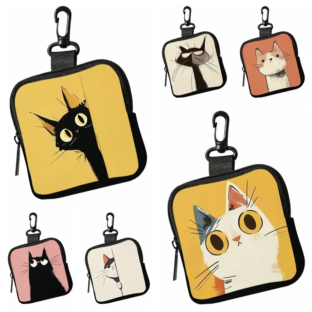 Trendy Mini Cat Coin Purse PVC Lightweight Zipper Storage Bag Portable Water-resistant Earphone Bag Friends Gift