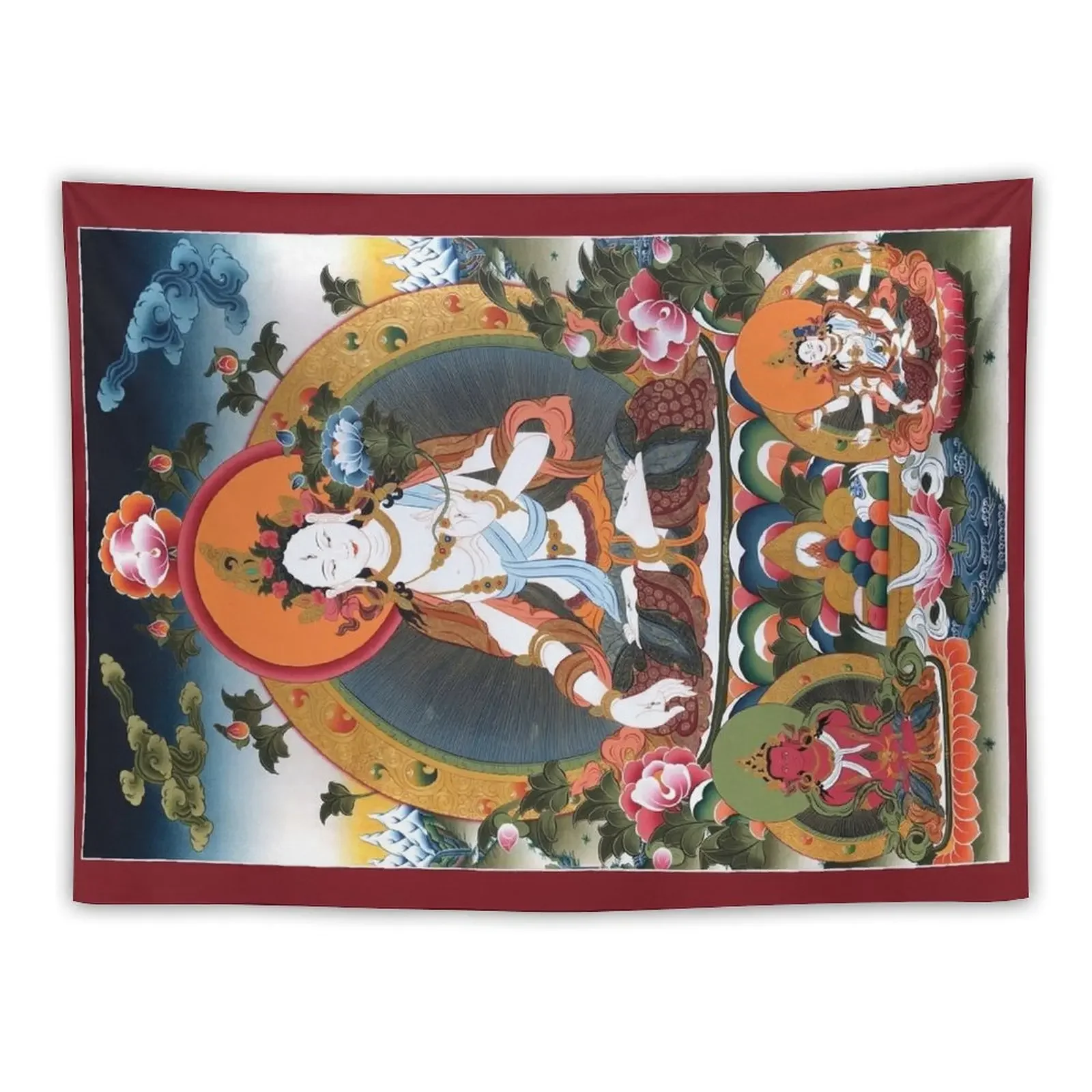 

White Tara Tapestry Aesthetics For Room Wall Hanging Decor Tapestry