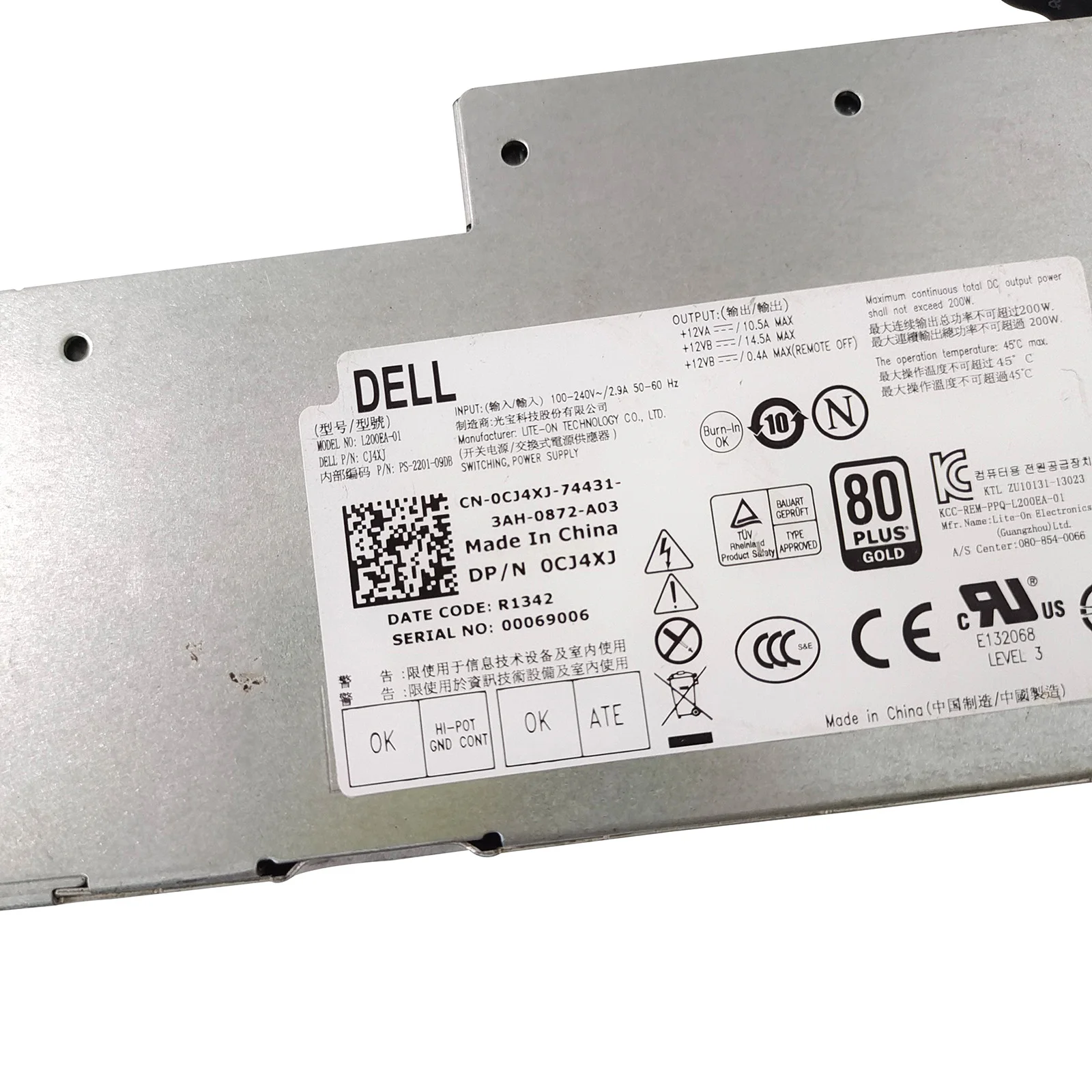 Imagem -03 - Original pc Fonte de Alimentação para Dell Optiplex Aio 9010 2330 9020 200w Power Supply L200ea00 L200ea-01 F200eu-01 D200ea-00 Ps2201-09db Cj4x