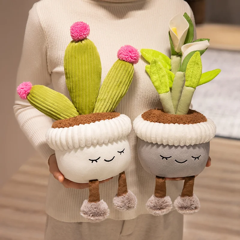 30cm Artificial Flower Plush Toy Cute Green Plants Bloom Cactus Sunflower Cactus Soft Dolls Kawaii Home Decoration Xmas Gift