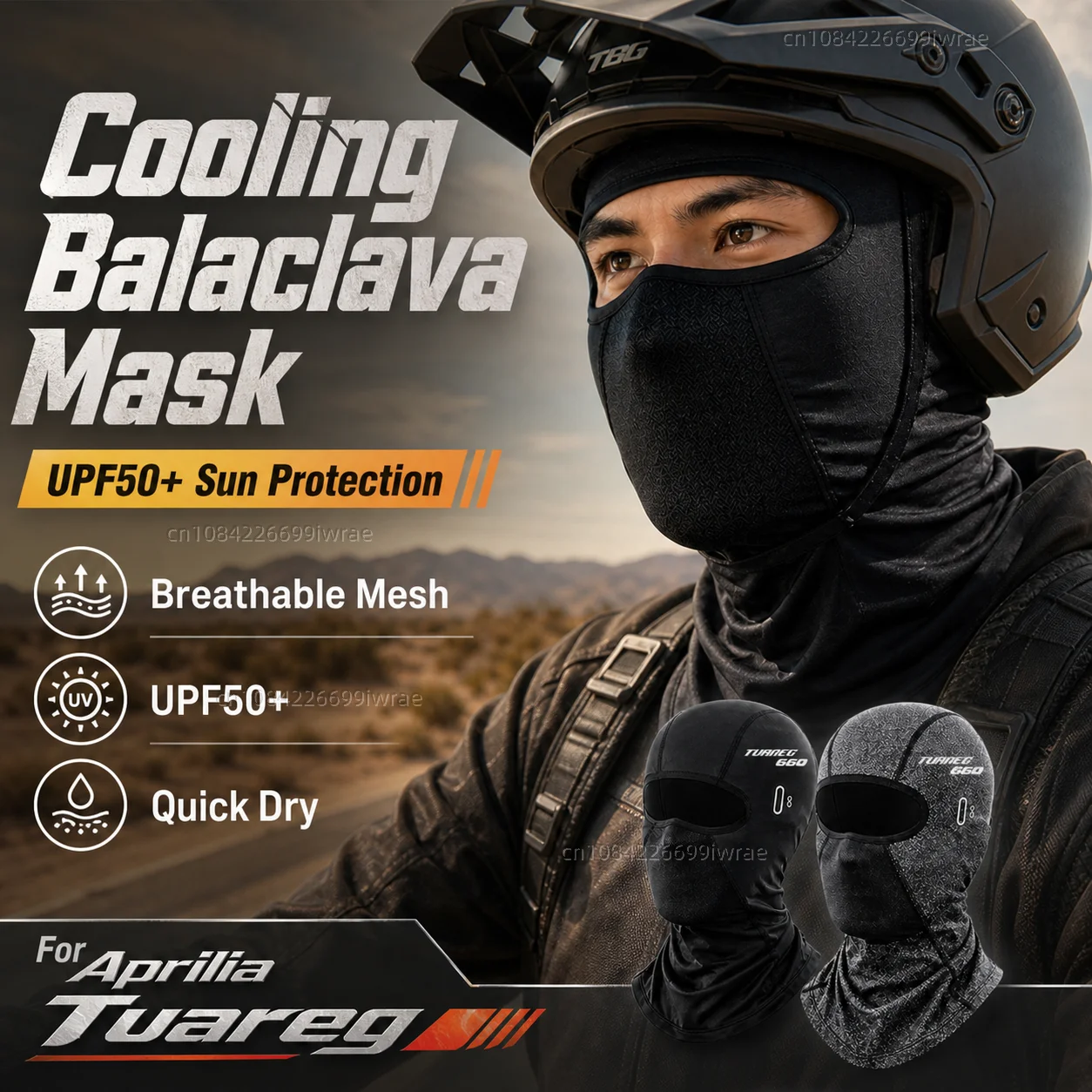 Cooling Motorcycle Balaclava Mask UPF50+ UV Protection Breathable Face Cover Summer For Aprilia Tuareg 660 Tuareg660