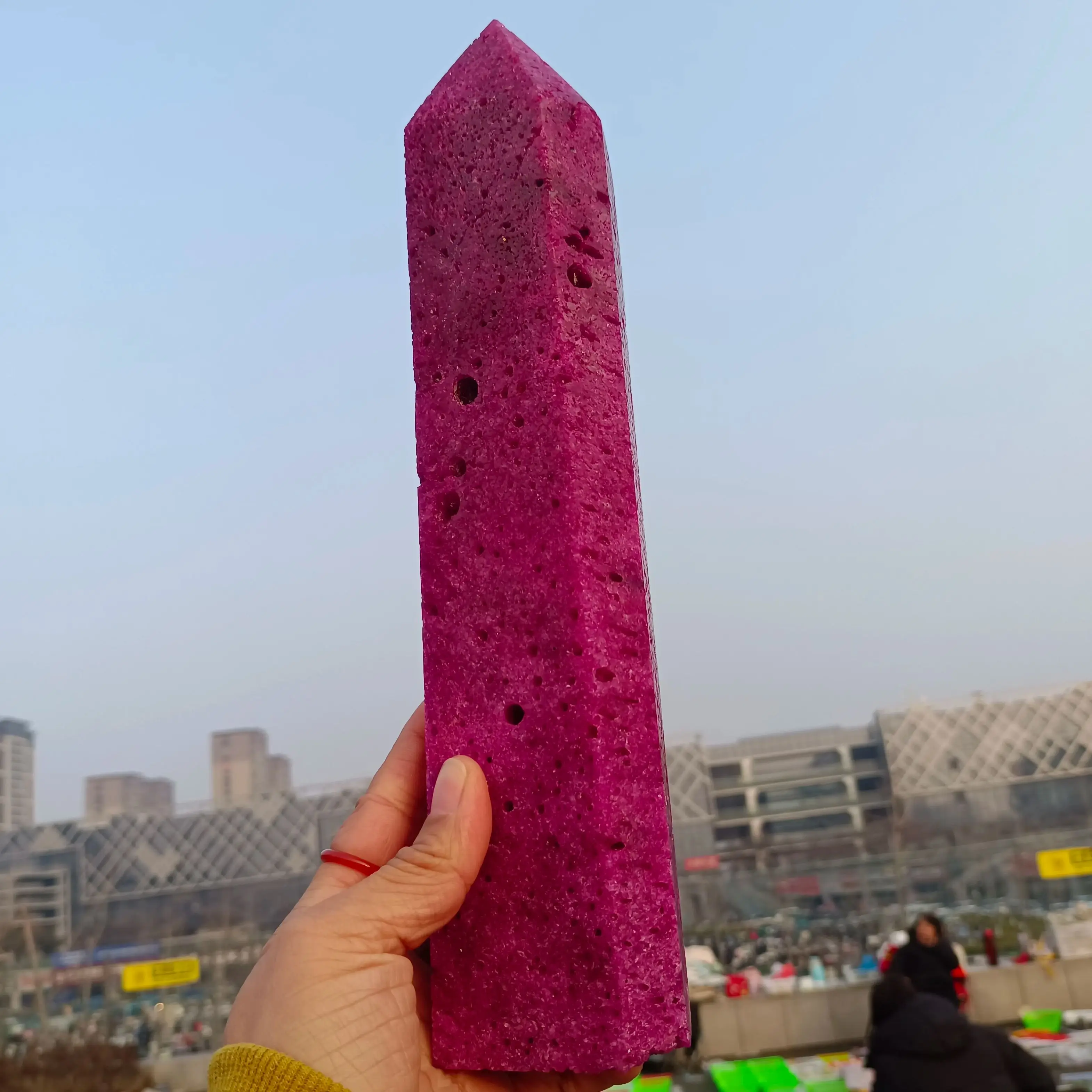 Huge Natural Ruby Obelisk,Quartz Crystal Ruby Wand,Mineral Reiki Healing Stone,Home Office Energy Degaussing Decor Pillar