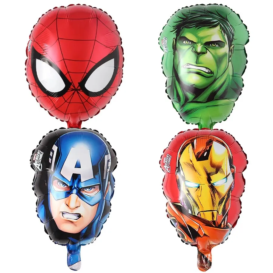 

50pcs 18inch Spiderman Captain America Hulk Iron Man Head Foil Balloons The Avengers balloons birthday party Decor hero toys