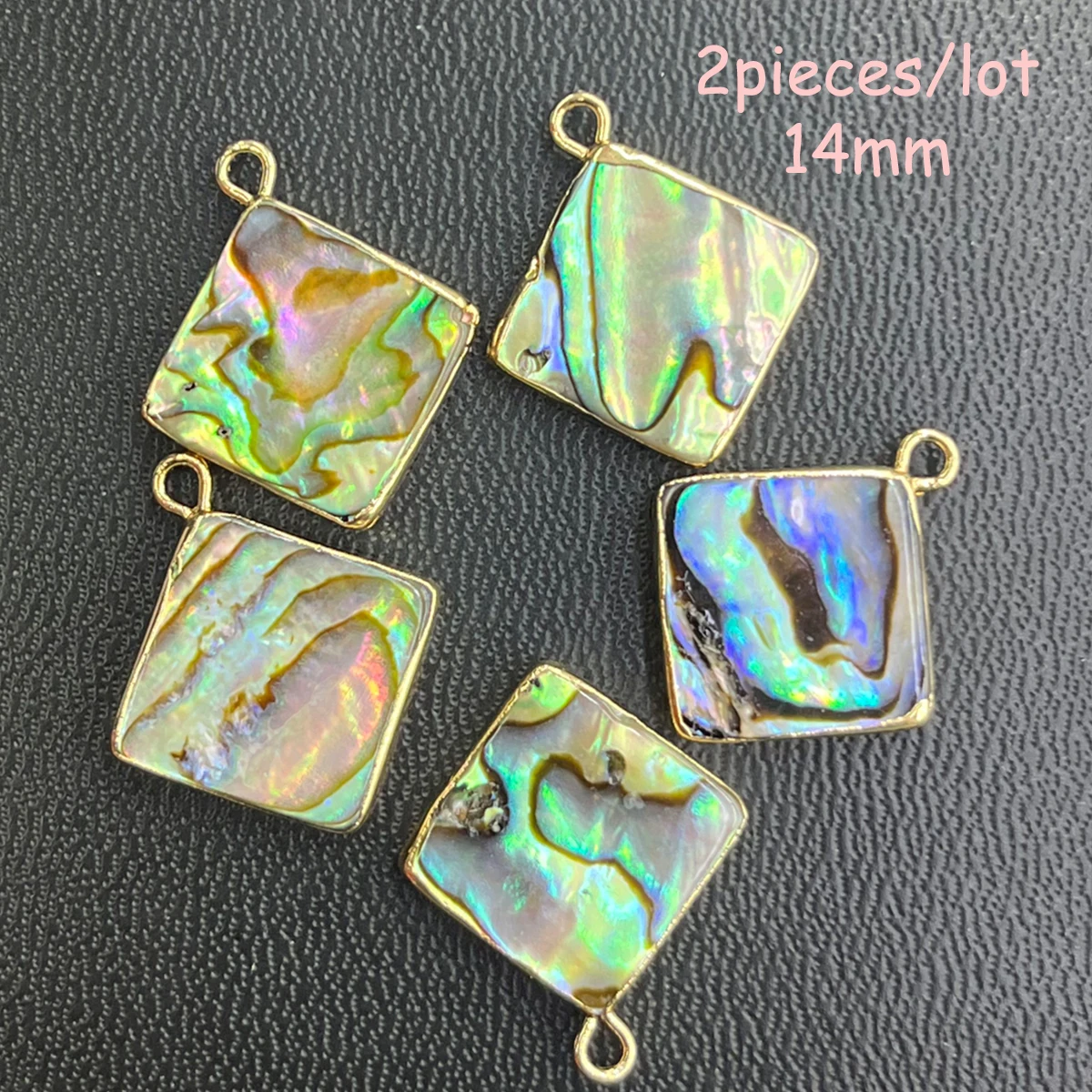 

2pieces/lot Natural Shell Pendant Square Abalone Shell Charms for DIY Women Men Necklace Jewelry Making Accessories 14mm
