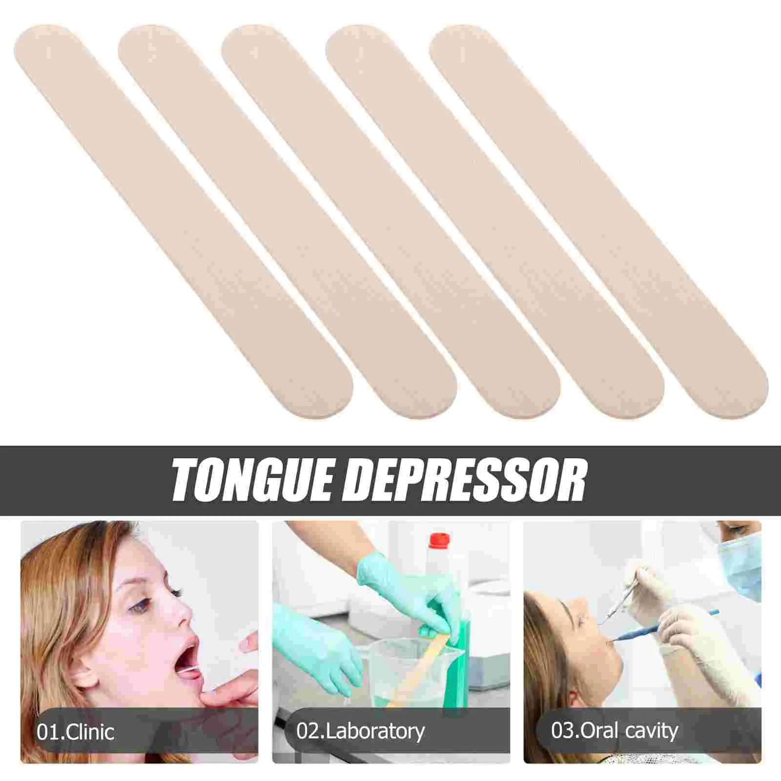 depresores de lengua de espátula para manualidades, palos de madera, paquete Individual para pacientes grandes, estéril, 100 Uds.