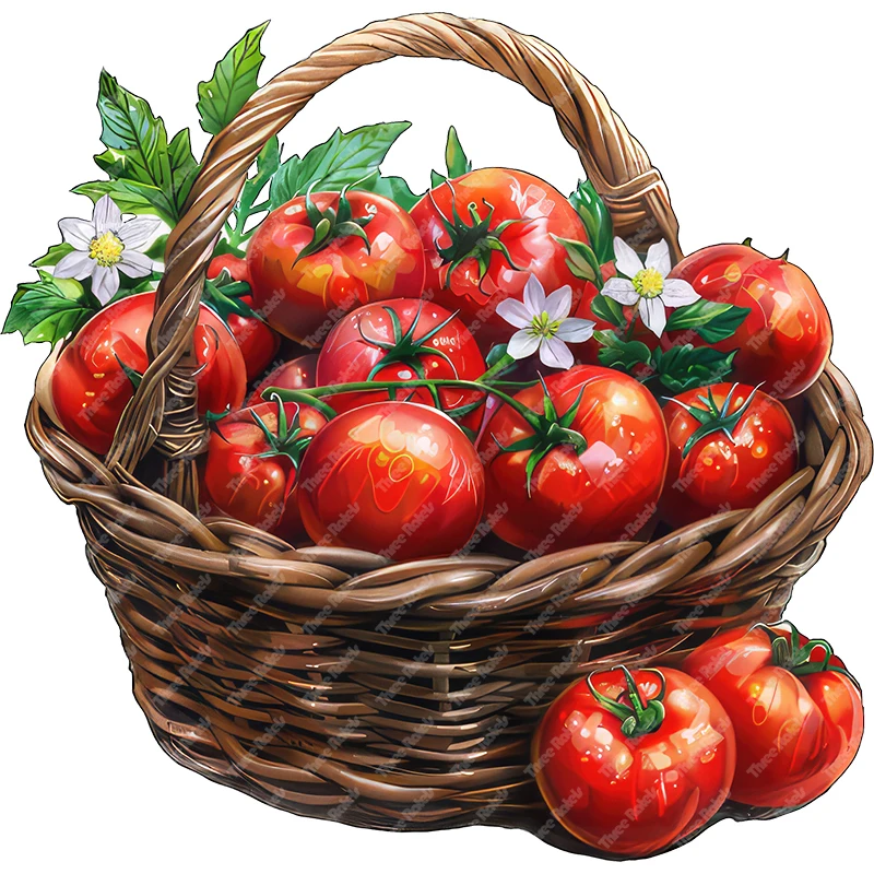 Three Ratels Beautiful tomatoes Basket Rural style Cartoon Fruit wall Stickers for Home decoration