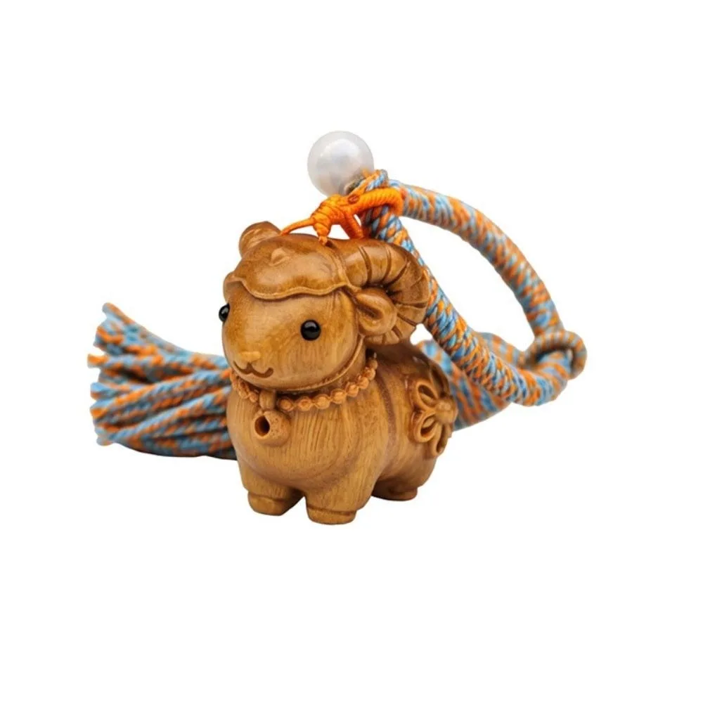 Wooden Pendant Wooden Sheep Keychain Multi-Color Tassel Cartoon Animal Wooden Lamb Keyring Decoration Alpaca Sheep Lamb