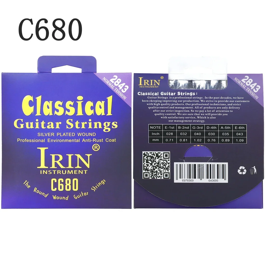 IRIN Classical Guitar Strings Nylon Silver Plated Wrap Strings Professional Practice performances Classical Guitar Accessories