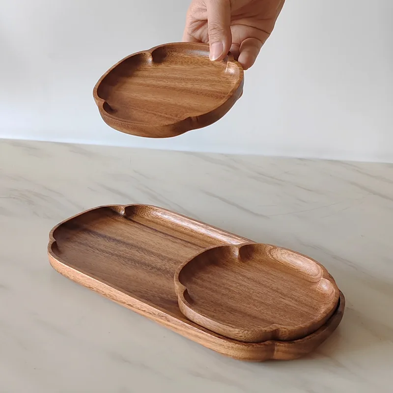 Walnut Cloud Solid Wood Dried Fruit Snack Tray Log Snack Small Tray Oval Tray