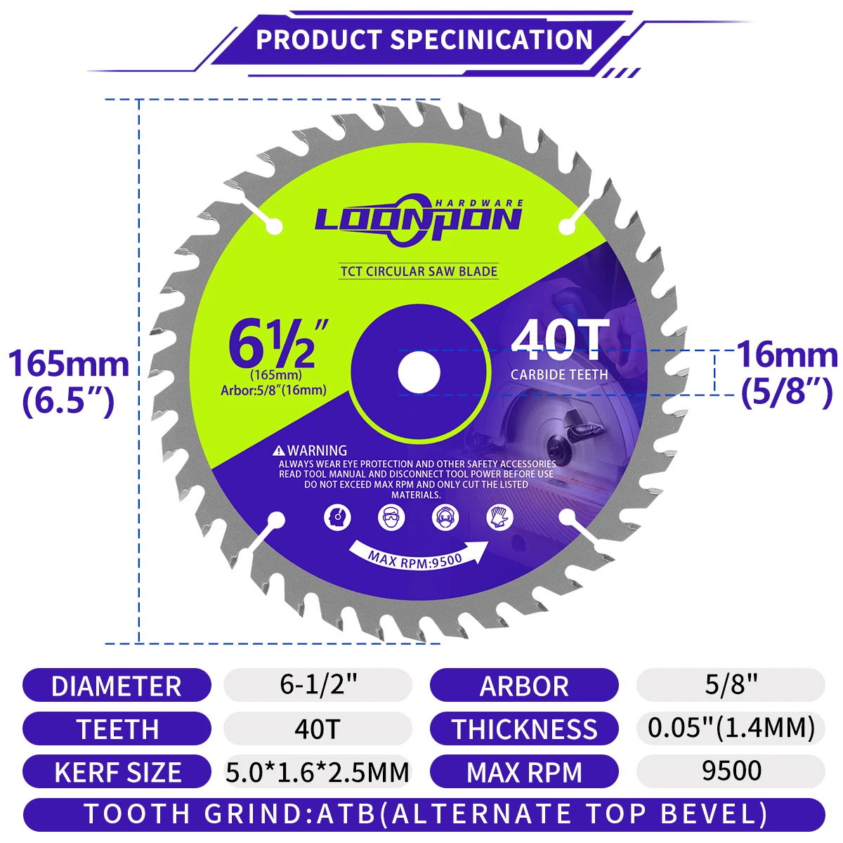 Imagem -04 - Tct Carbide Saw Blade Woodworking Corte Disco para Madeira Thin Metal Plastic Workpieces Faça Você Mesmo Serra de Mesa Rebarbadora 165 mm