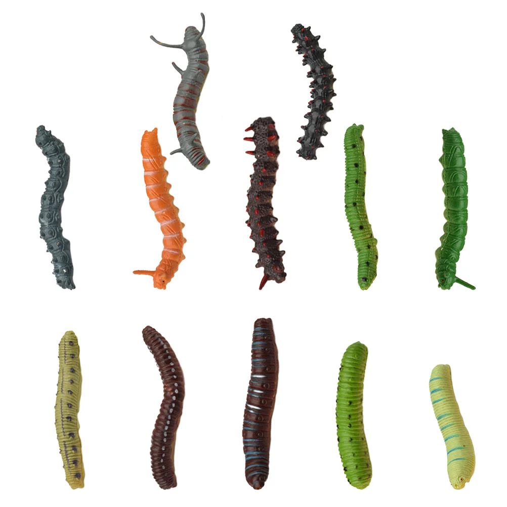 24 Pcs Artificial Caterpillar Crawling Insect Toy Small Baby Toys Figurine Fake Decor Elastic Child