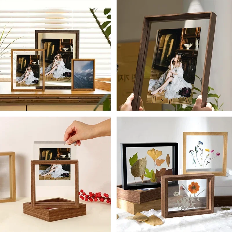 yesWooden Double-Sided Photo Frame Perfect for Decorating Homes, Offices, Schools, And for Creating Artificial Wall Art