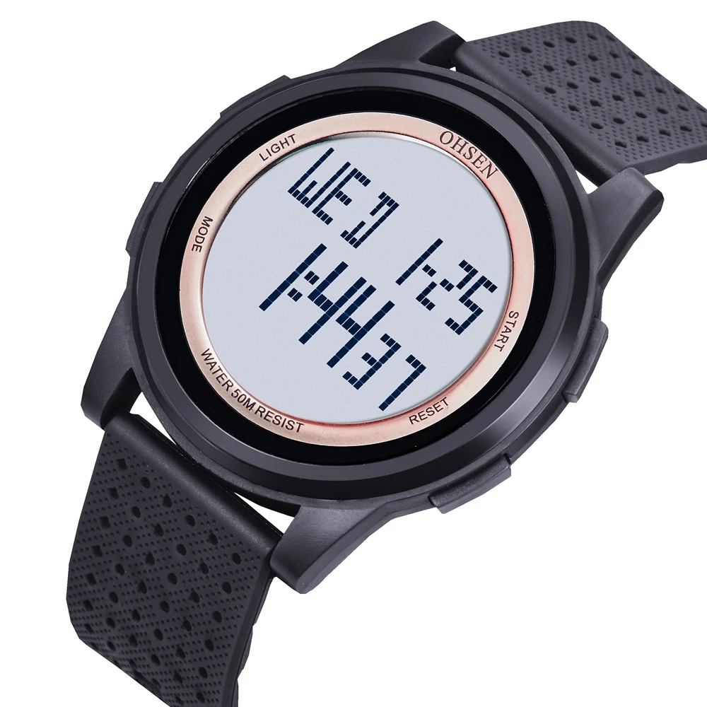 Digital Sport Watches for Men Women Fashion Waterproof Electronic LED Couple Watches Ultra Thin Black Silicone Ladies Watch Gift