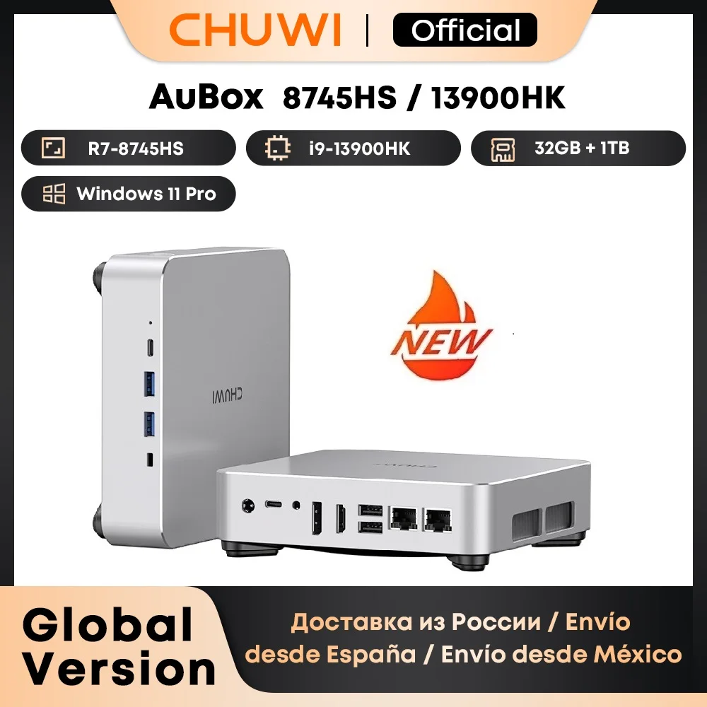 

Мини-ПК CHUWI AuBox R7-8745HS / i9-13900HK 16 ГБ/32 ГБ DDR4 512 ГБ/1 ТБ SSD Windows 11 Pro WiFi 6 BT 5.2 Расширение M.2 1T*2 Настольный компьютер