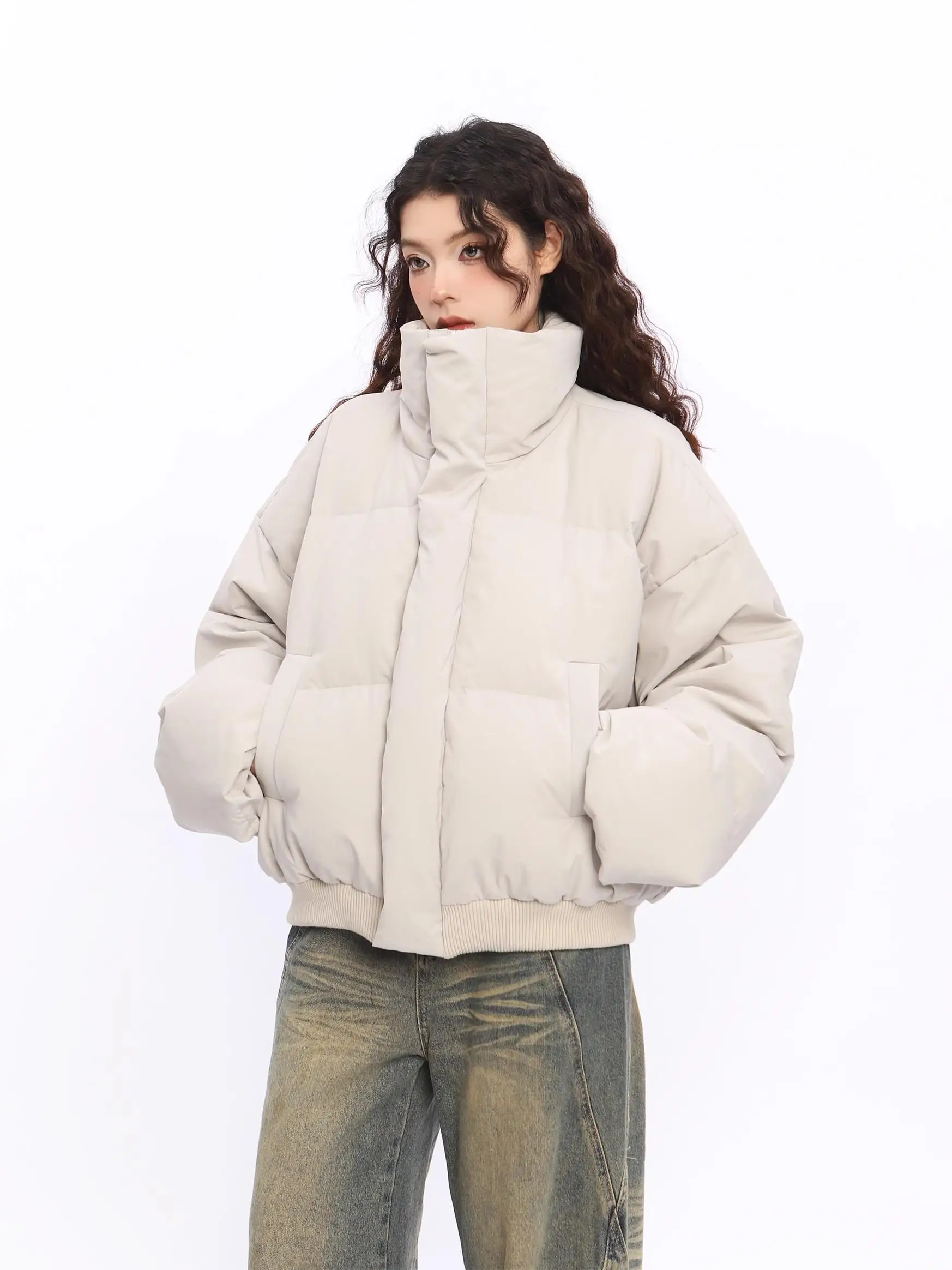 

Women Grey Gothic Parka Jacket Overcoat Warm Coat Oversize Korean 90s Vintage Harajuku Long Sleeve Padded Jacket Clothes Winter