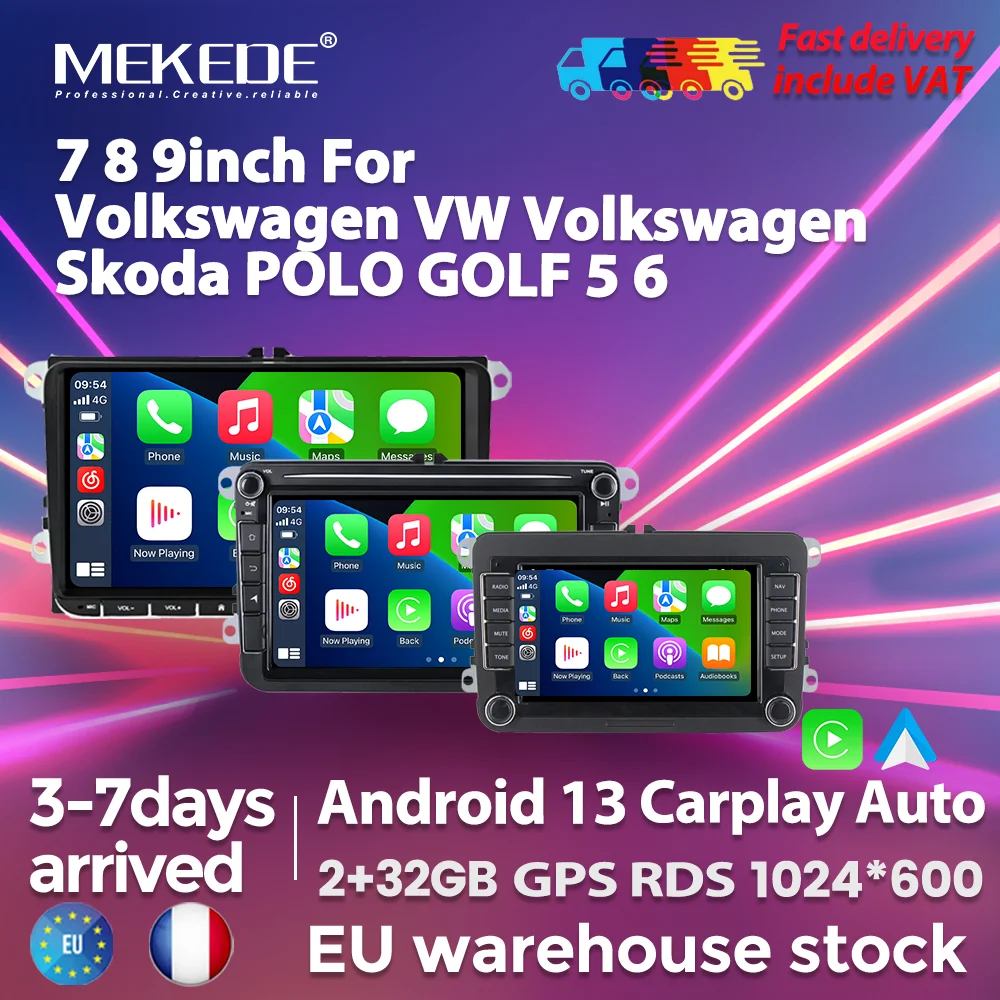 MEKEDE 7 8 9 Carplay Android Auto Stereo Per VW Volkswagen Skoda Octavia Golf 5 VW Touran Passat B6 Polo Tiguan Autoradio GPS sistemi intelligenti per auto autoradio carplay android auto autoradio