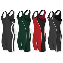 Effen kleur worstelen singlets triatlon cycling bodysuit ijzeren badkleding gym fitness fiets skinsuit mouwloze hardloopkleding