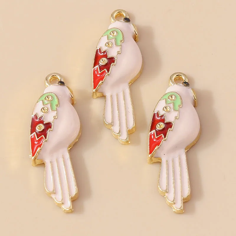 10 Stück 9*29mm süße Emaille Papagei Vogel Charms für Diy baumeln Ohrringe Armband Halskette Tier Anhänger Schmuck Zubehör – Detail 3