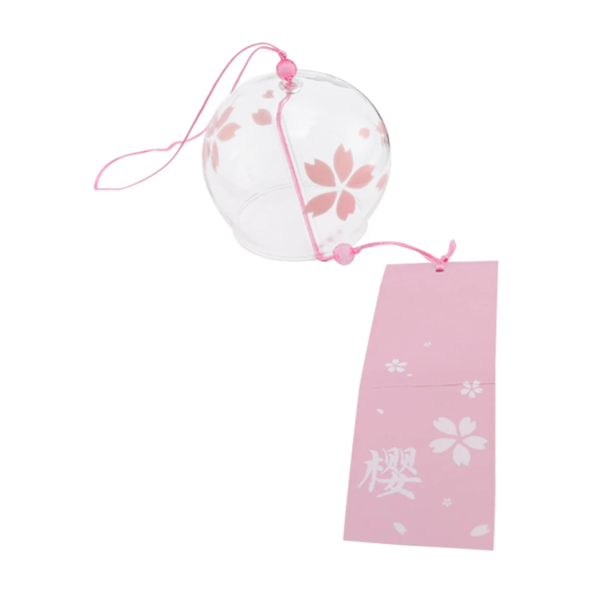 

Small Pink Cherry Glass Wind Chime Pendant Hanging Decor Indoor Outdoor Decor Crisp Soothing Sound Wind Chimes