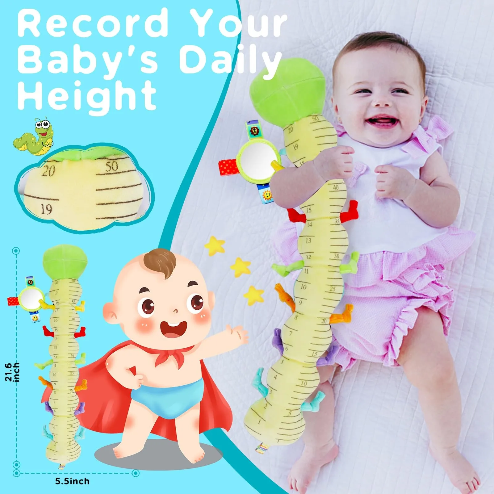 Baby Toy 0 3 6 Months Musical C Aterpillar Cuddly With Grasping Toy Rattle Baby M Irror Toy Baby Soft Toy Sensory Toy Boys Girls