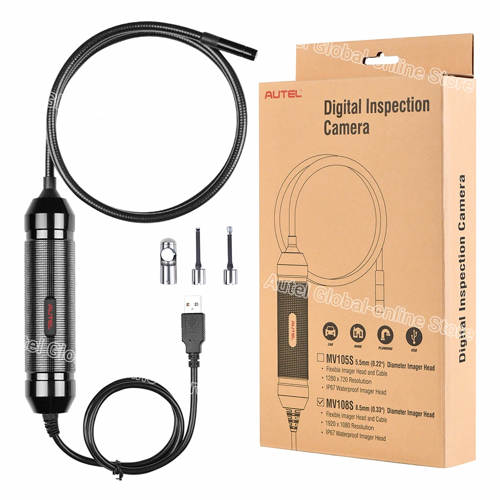 Autel MaxiVideo MV108S Digitale Inspectiecamera 8,5 mm USB Industriële Endoscoop IP67 Waterdicht 1920x1080 HD Borescoopcamera