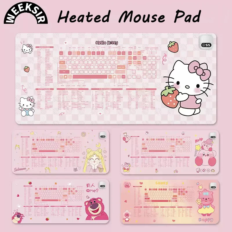 

Sanrio Heated Mouse Pad Kirby Electric Heat Mouse Pads Cute Cartoon Anime Desk Warmer Hand Warmer Office Desktop Heating Mat