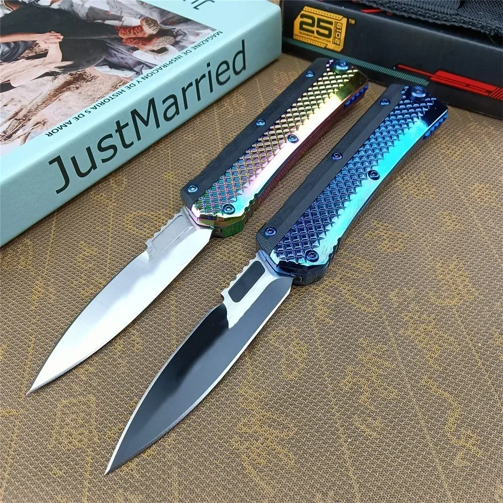 Micro Glykon Folding Pocket Knife D2 Blade Zinc Alloy Inlay G10 Handle Outdoor Camping Hunting Knives EDC Hand Rescue Tool