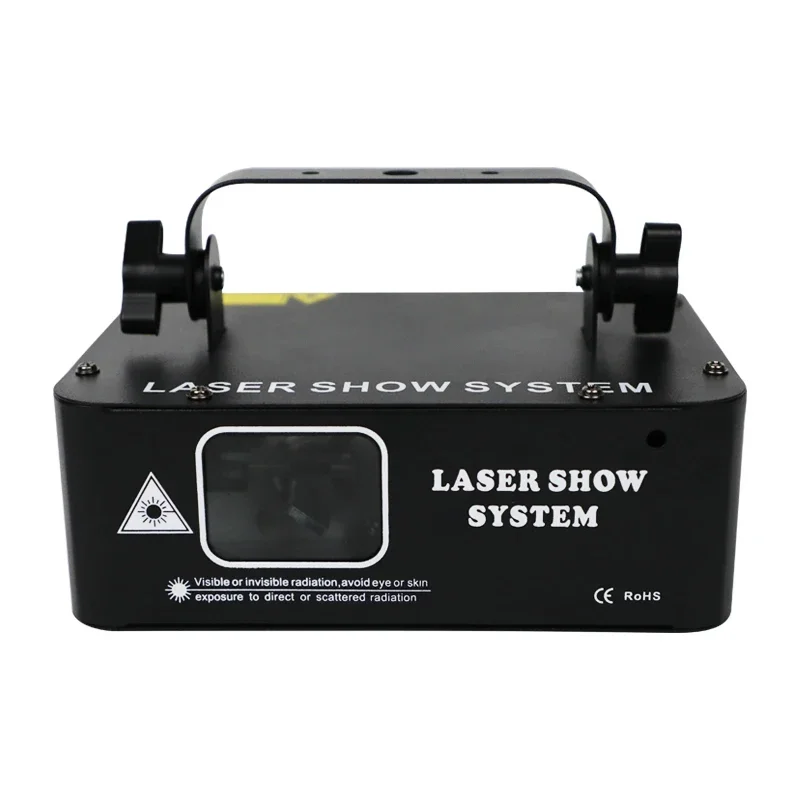 Lâmpada laser colorida de uma cabeça, projetor de animação dmx, luzes de feixe de festa, controle de voz, luz lazer para dança de boate