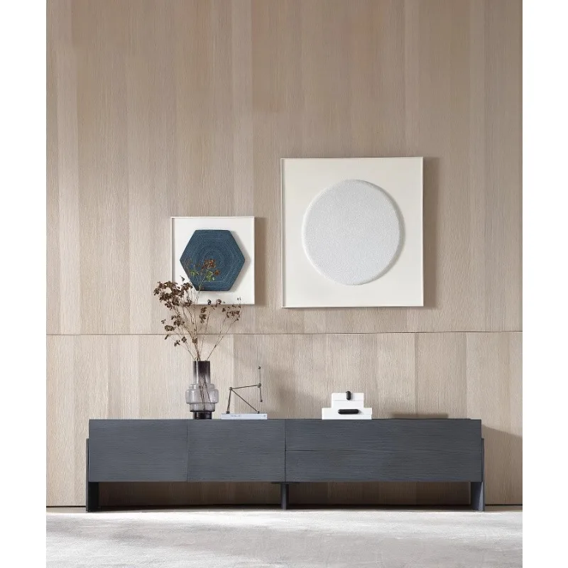 

High-end customized Italian minimalist living room TV cabinet combination solid wood storage floor cabinet