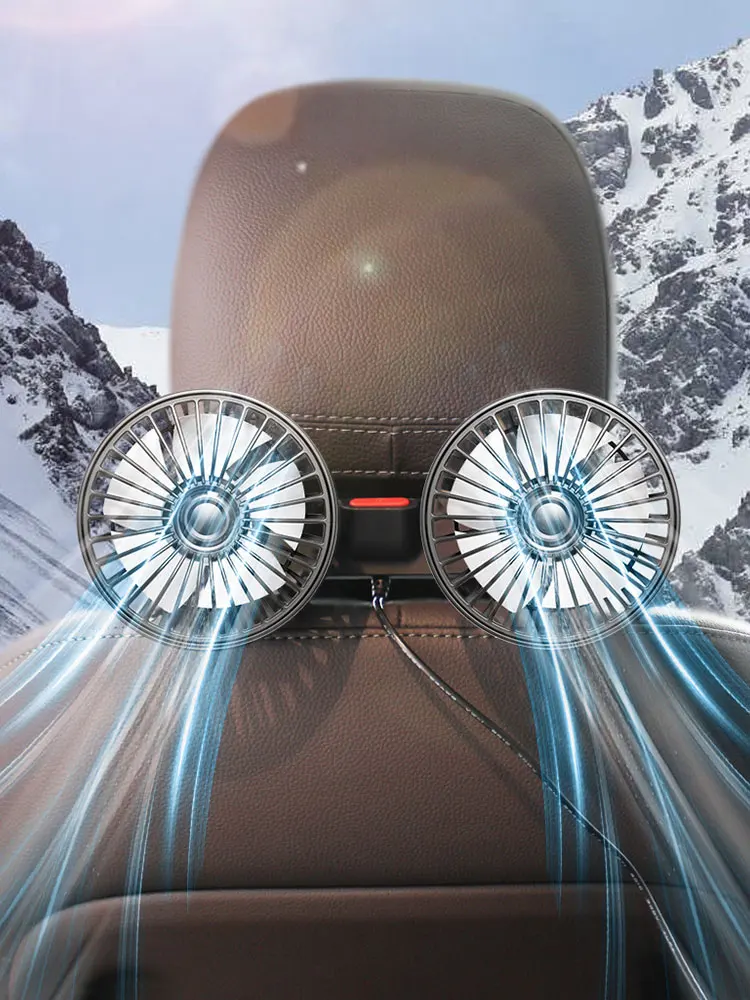 12 فولت/24 فولت السيارات مسند الرأس مروحة تهوية USB شحن سيارة مروحة قوية المزدوج رئيس 360 درجة دوران لسيارات الدفع الرباعي لسيارات السيدان السيارات