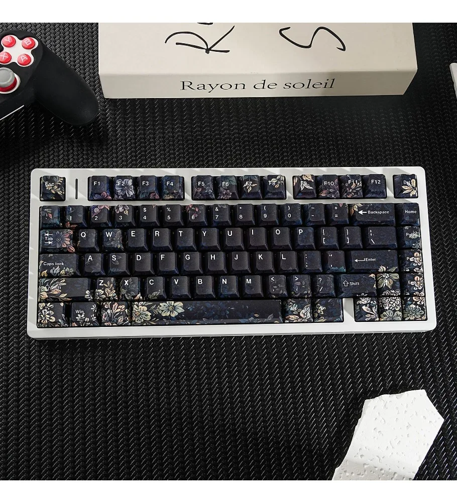 Dark fragrance advanced keycap PBT hot sublimation side engraving light transmission small language personality retro mechanical