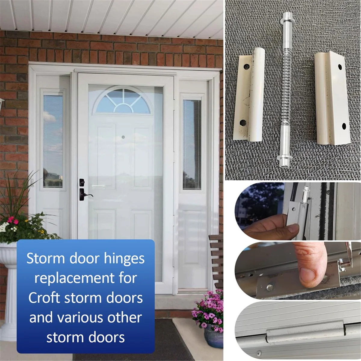 ABNJ 3 Pack K 5131 Storm Door Hinge , Aluminum Screen Door Hinge Pins, Hinge Pins, Bushing Caps, Springs