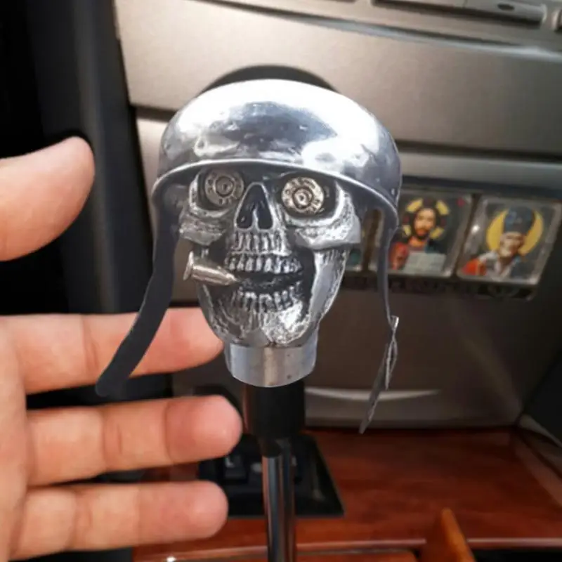 Skulls Soldier Grip-Handcrafted Gear Knob  Automatic Transmissions Sliver Devil Skulls Car Stick Shifter Handle car accessories