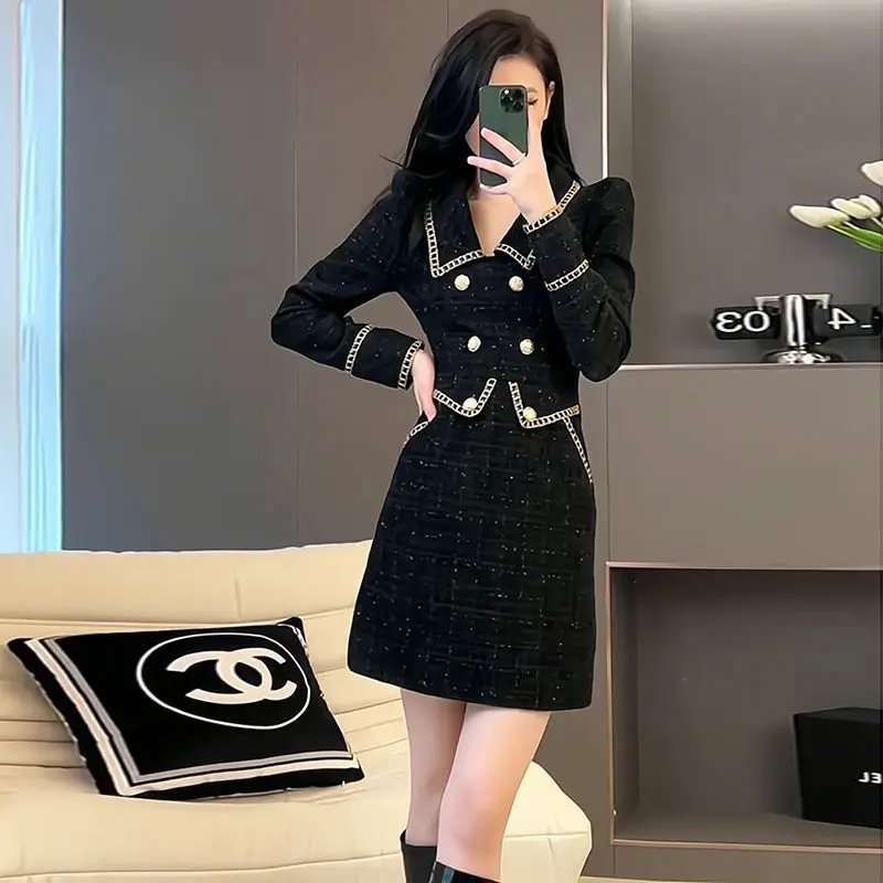 Autumn and Winter New French High-end Style Unique and Super Beautiful Temperament Black Elegant Women's Dress