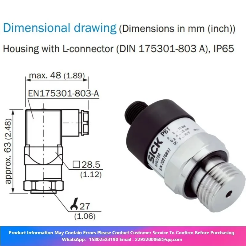 New trend  SICK PBT-RB010SGTSSNALA0Z 6048837 PRESSURE TRANSMITTER PBT Liquid gaseous  Gauge pressure