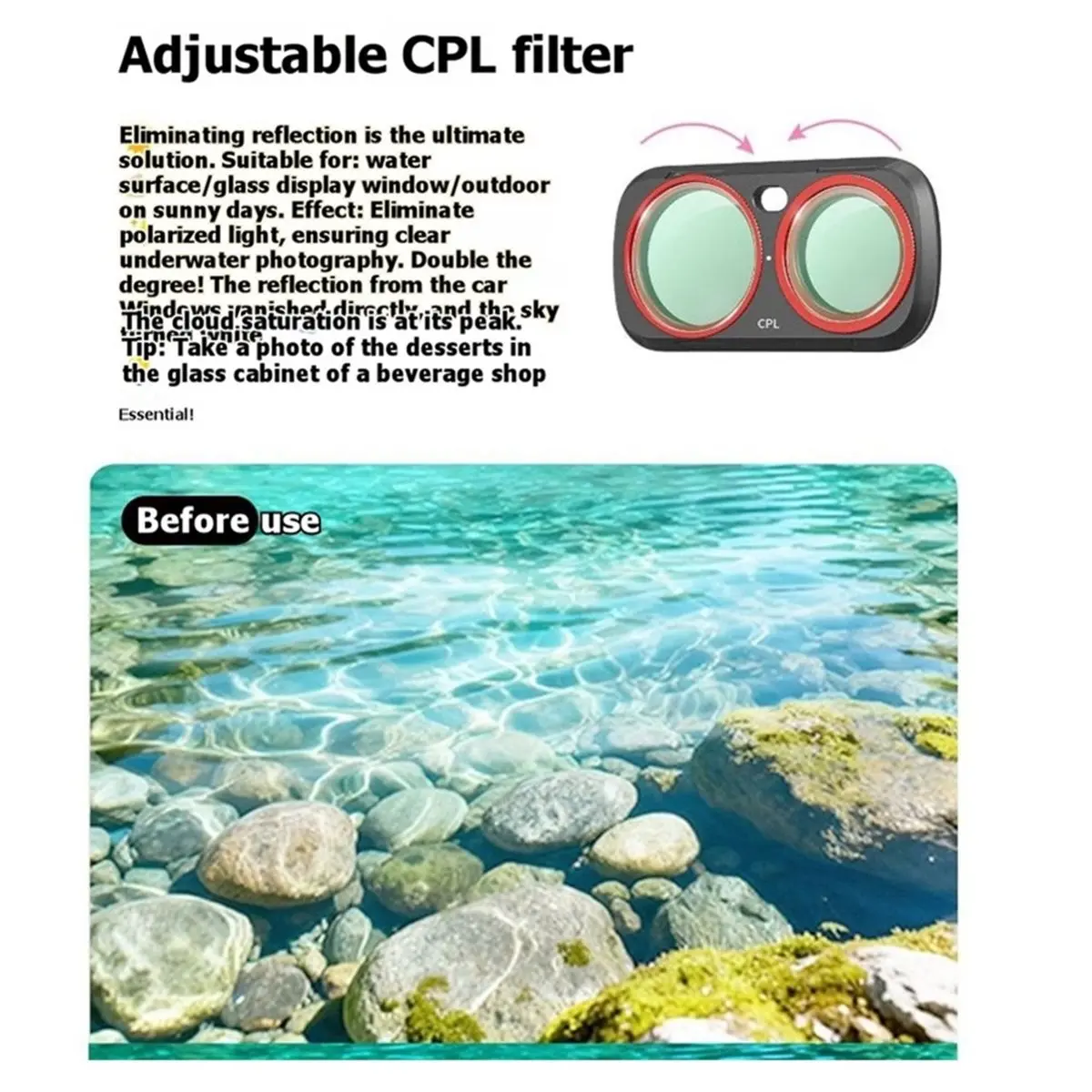 Lens Filter for Luna Ultra Magnetic Quick-Swap CPL+VND-ND2-32 Filters HD Optical Glass Balance Color
