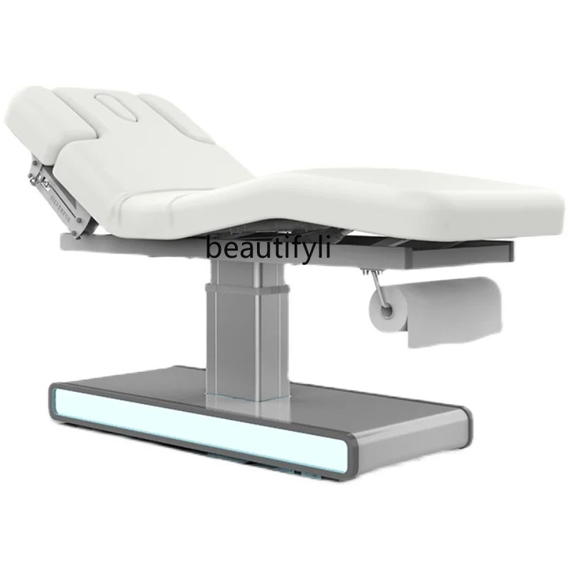 Three-Motor Massage Simple Electric Beauty Bed Single Column Spa Bed Light with Adjustable Ambience Light massage bed